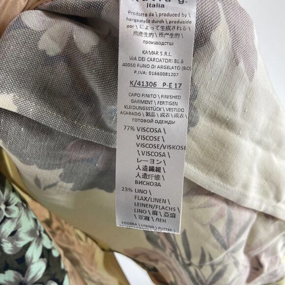 Katia G pastel Yellow large print one button floral blazer NWT Womens 46 or US - Picture 7 of 7